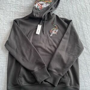 PALACE Black Hoodie with Embroidered Multicolor Snake